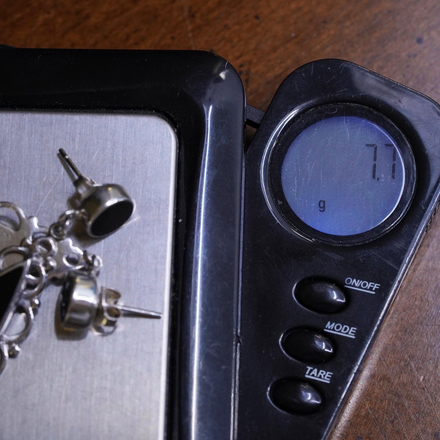 Vintage Sterling Silver 925 handmade earrings with teardrop Black Onyx