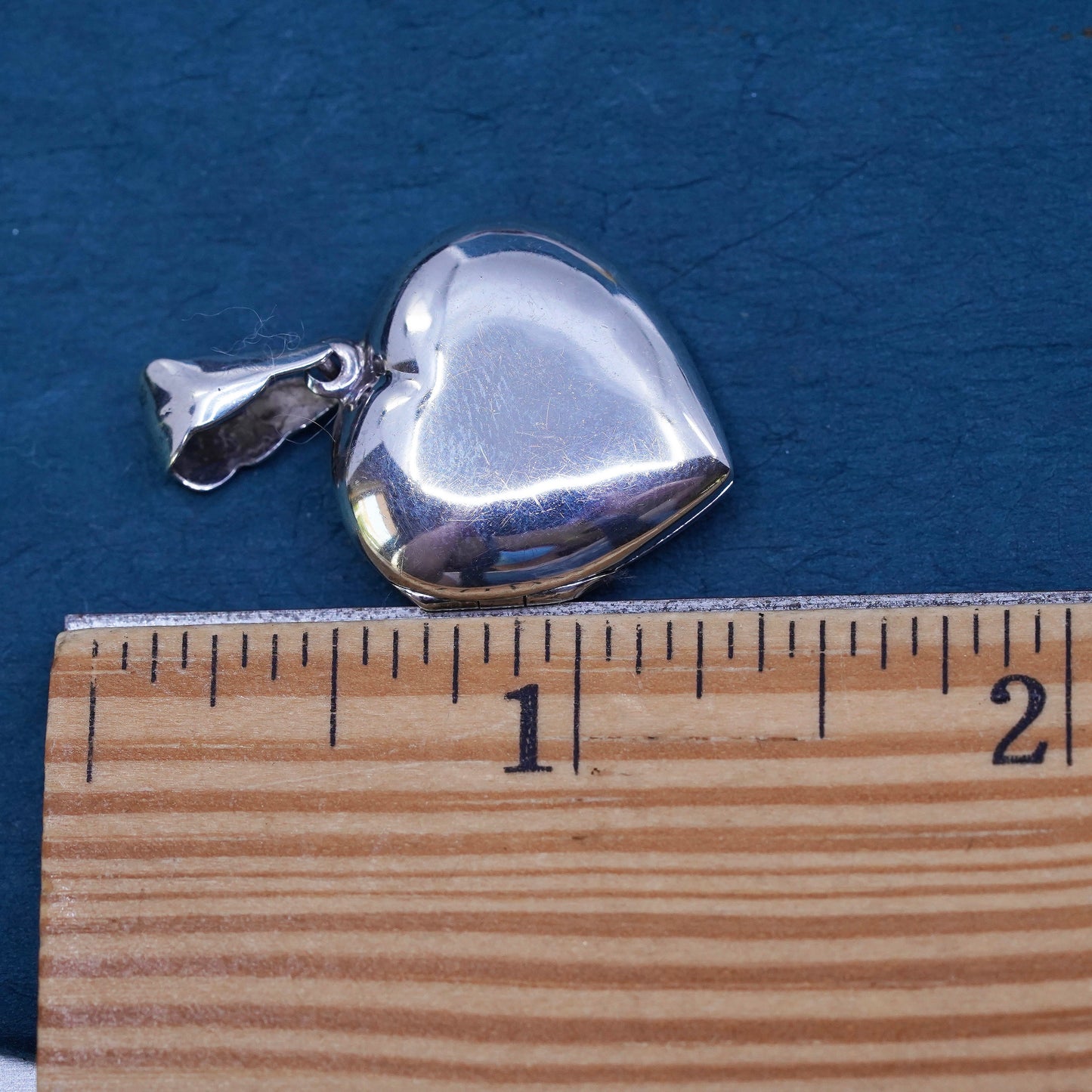 Vintage Sterling silver handmade pendant, 925 heart photo locket with mom