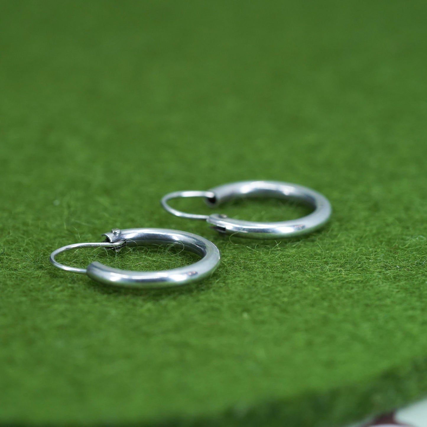 0.5", Vintage sterling silver loop earrings, fashion, fine 925 silver hoops