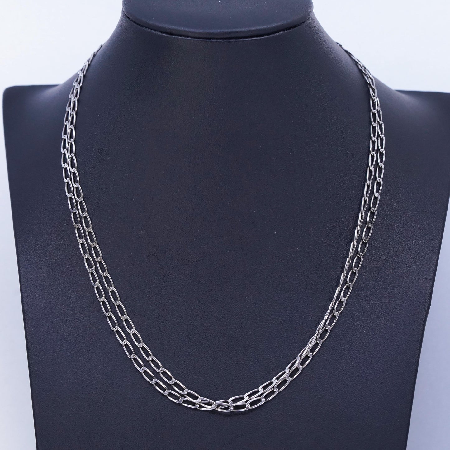 38” 4mm, vintage Sterling 925 silver handmade curb chain necklace