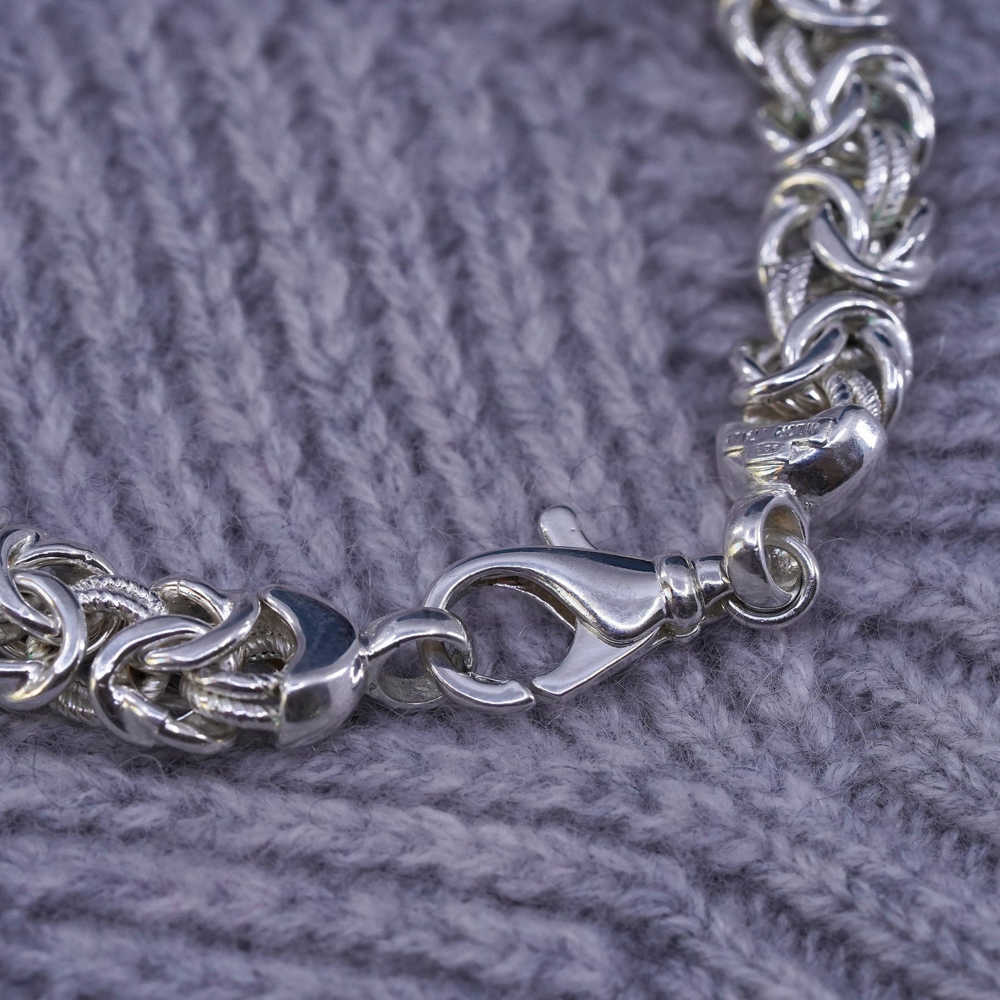 7.5", Italian Milor Sterling silver bracelet, 925 Byzantine, birdcage chain