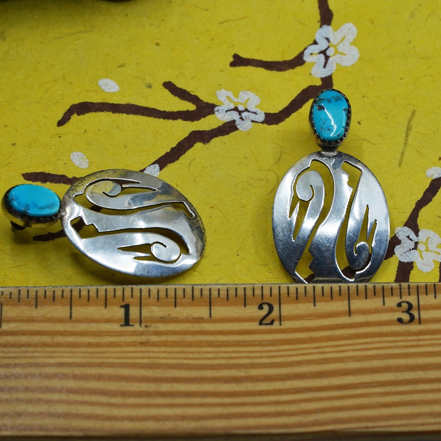 Native American Navajo LL Lorenzo Livingston Sterling silver handmade earrings