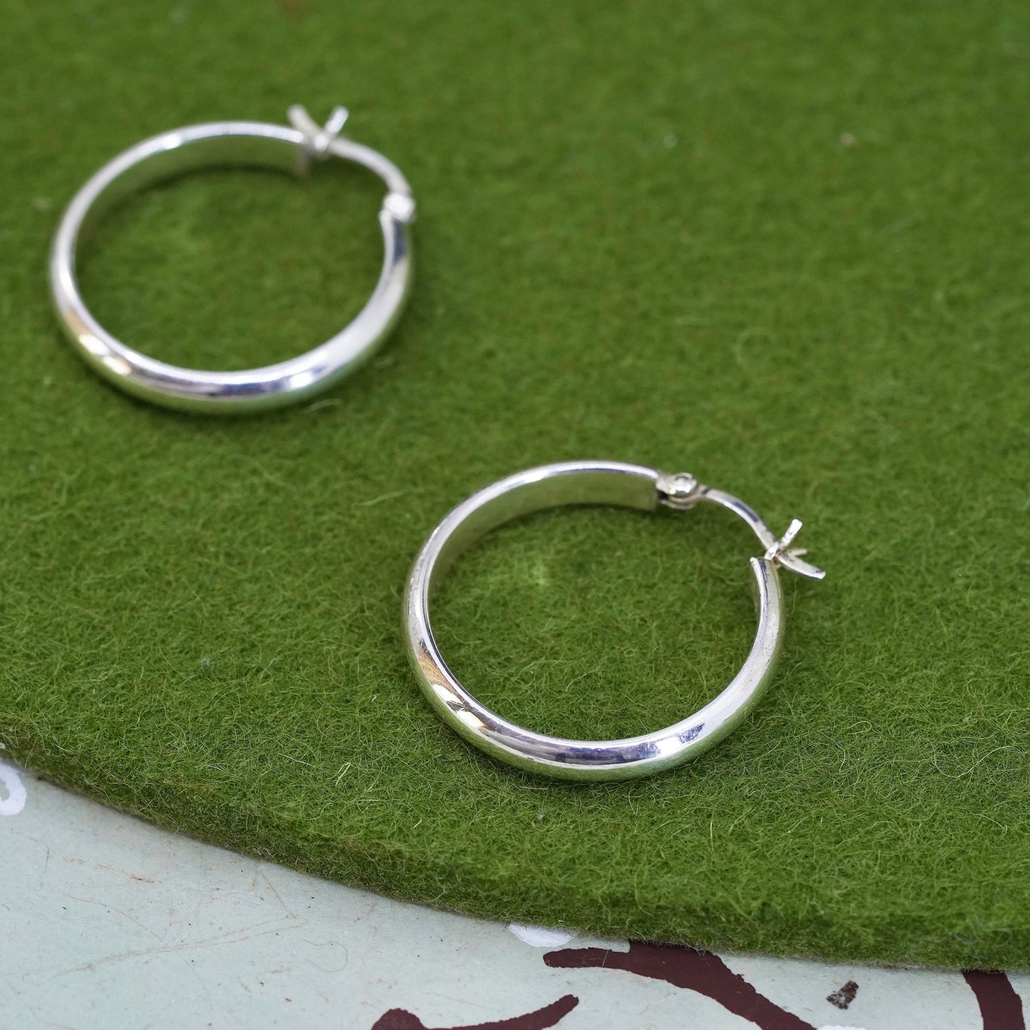 1.25", Vintage sterling silver loop earrings, bold minimalist primitive hoops