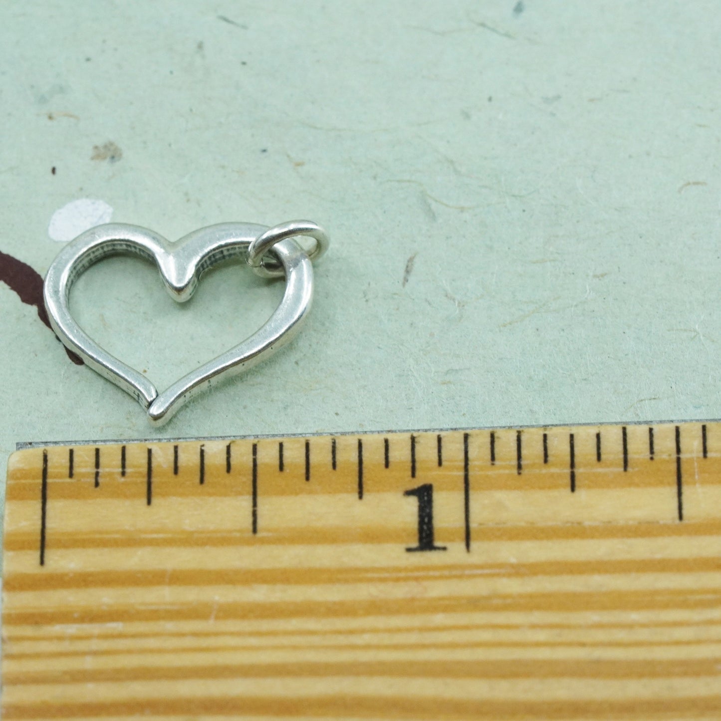 Vintage sterling silver heart charm, 925 silver charm pendant