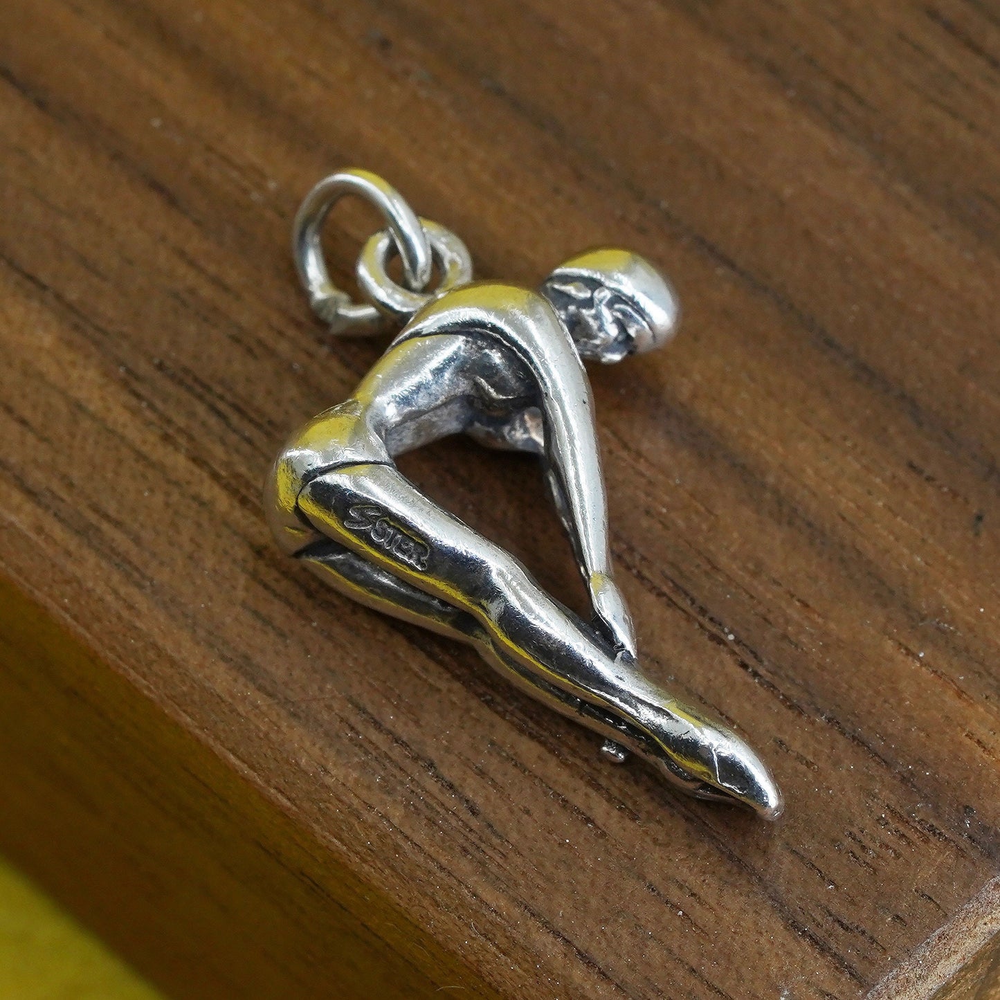 Southwestern Sterling silver handmade pendant, 925 diving jump charm,