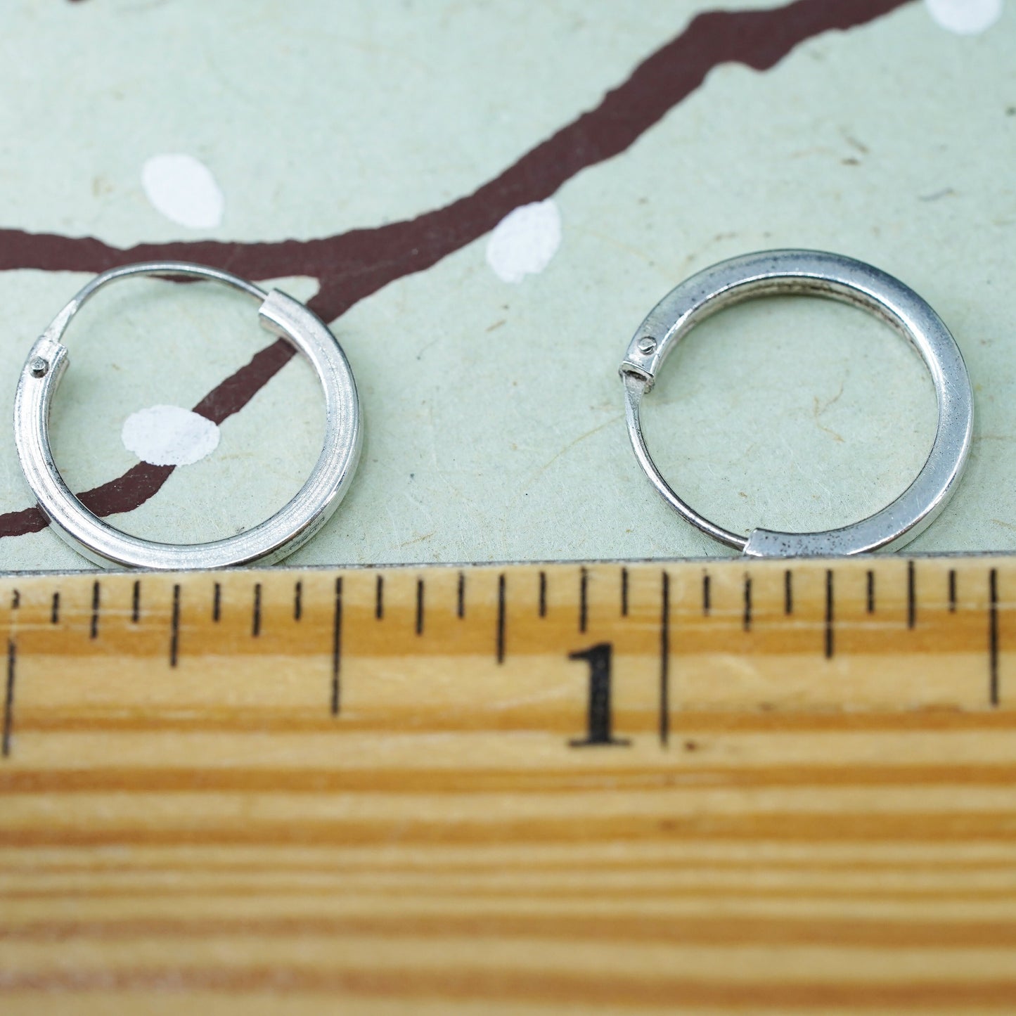 0.5", Vintage sterling silver loop earrings, fashion minimalist, fine 925 silver hoops