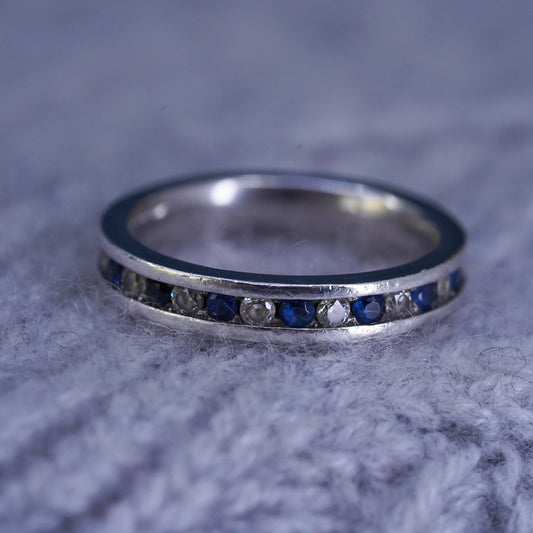 Size 7.25, vintage Sterling silver handmade ring, 925 band with cz