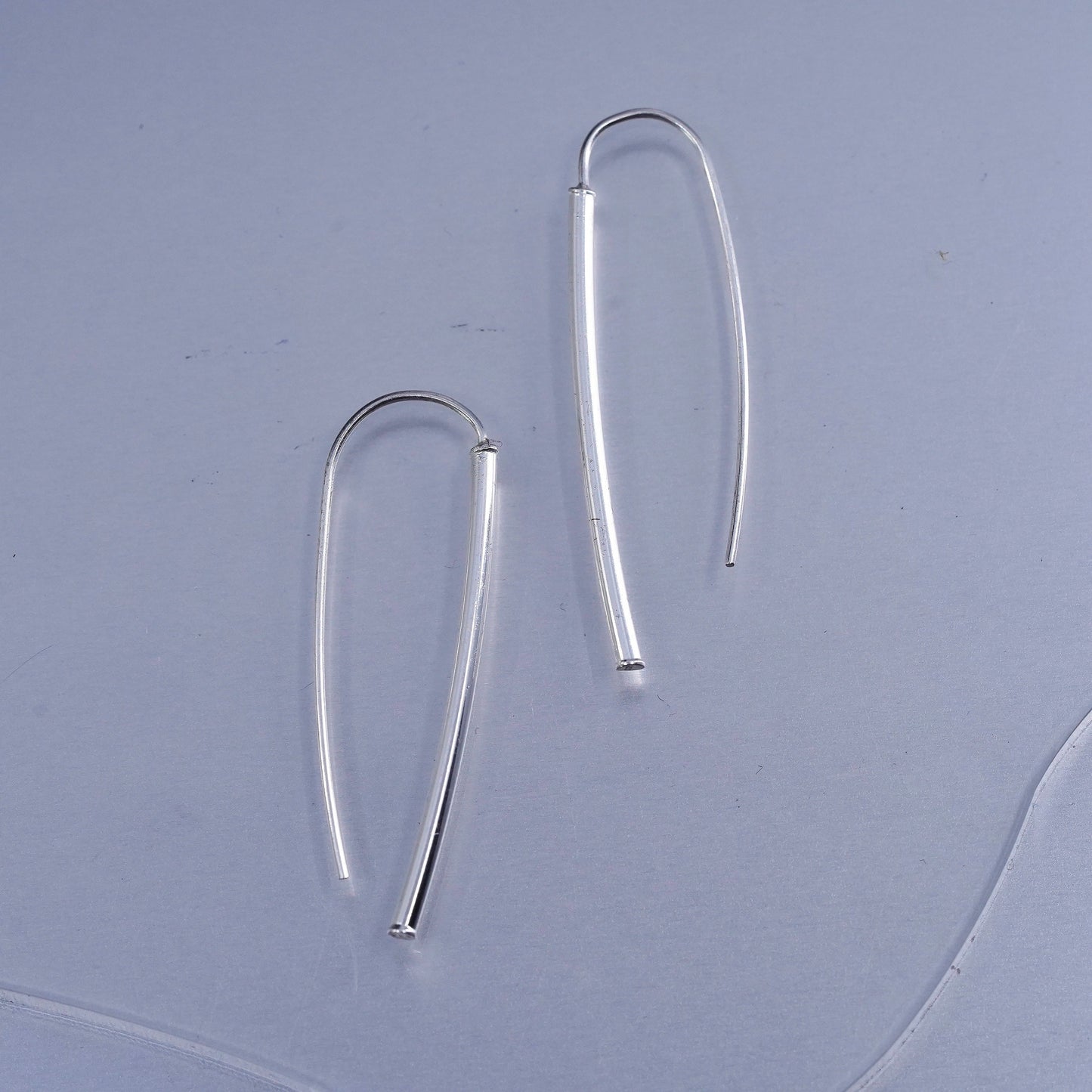 vintage Sterling silver handmade earrings, 925 tube dangles