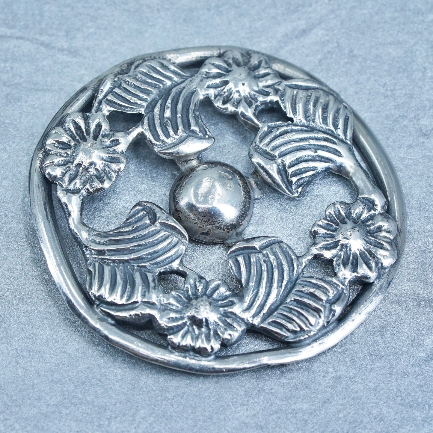 Antique silver tone handmade charm, 925 cross pendant