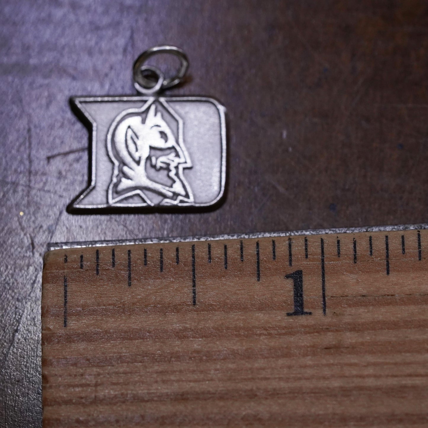 Vintage Sterling silver handmade tag charm, 925 football D pendant