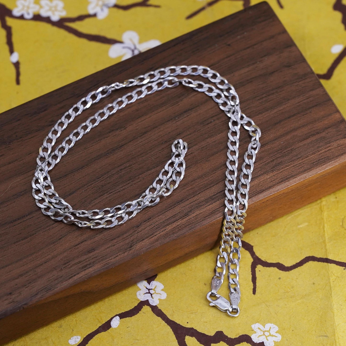 20”, 4mm, Sterling silver curb chain, Italy 925 necklace, Italy 925 IBB