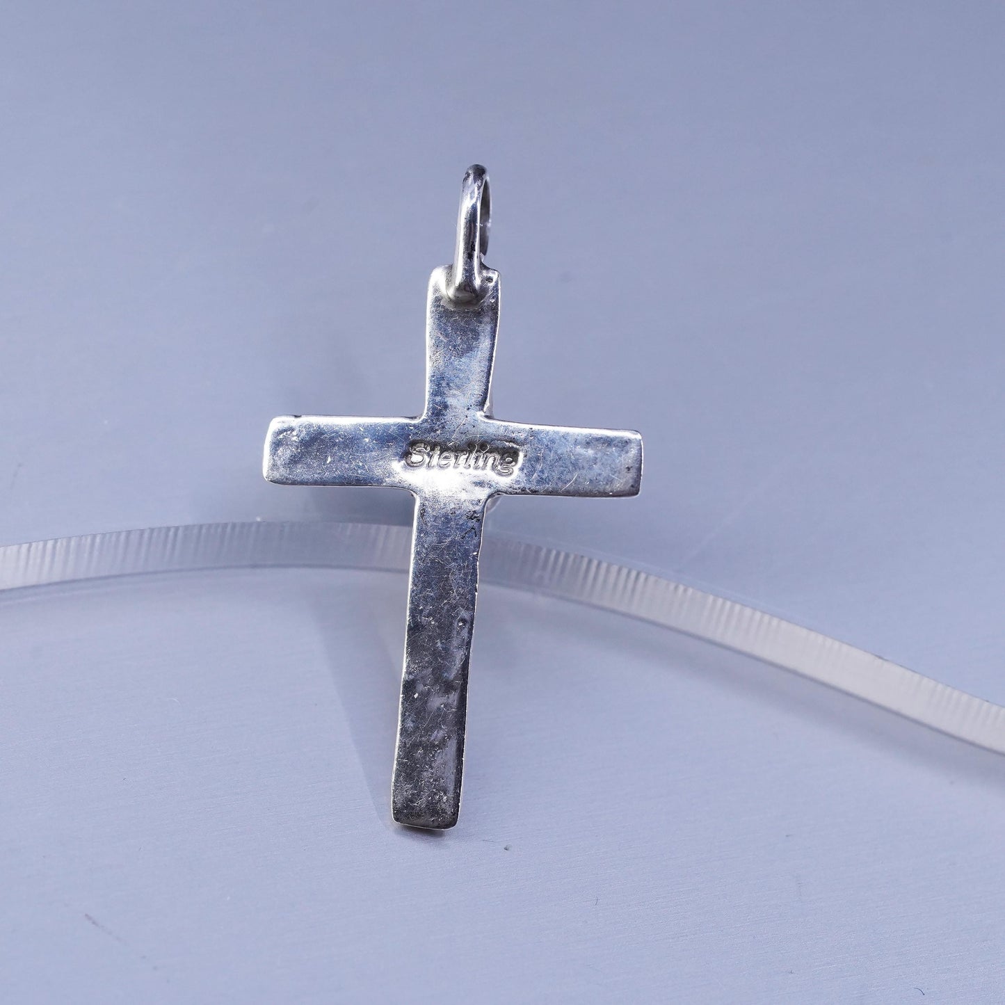 Native American sterling 925 silver cross pendant with turquoise