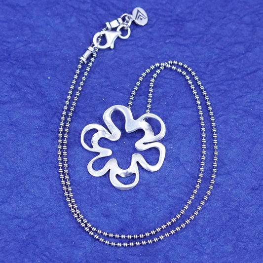 16”, Silpada 925 Sterling Silver Cut Out Flower pendant bead Necklace N1347