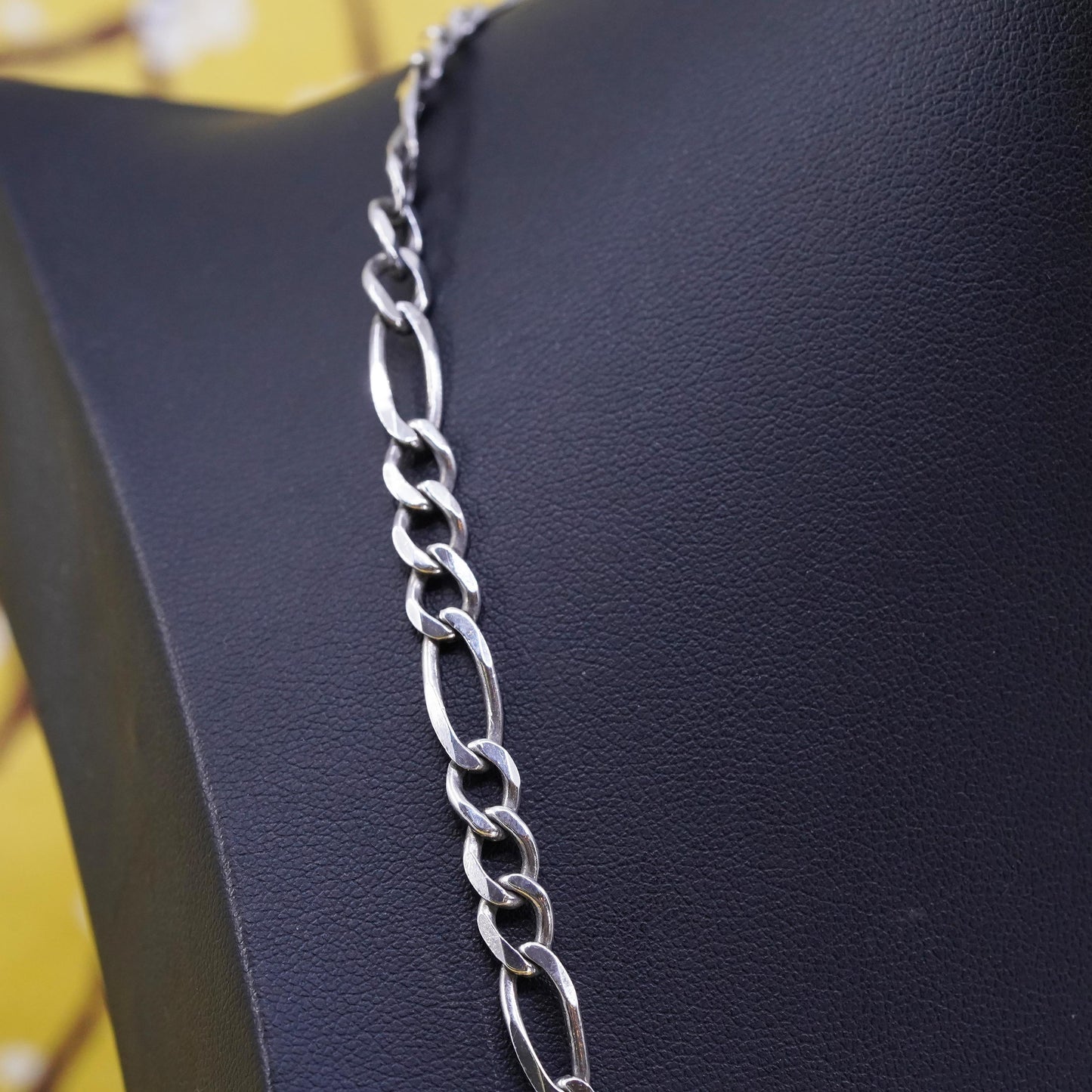 19”, 6mm, Sterling silver figaro chain, Italy 925 necklace