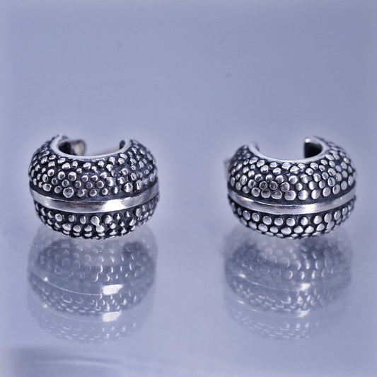 0.5”, VTG Michael Bromberg Sterling silver earrings, 925 huggie beaded hoops