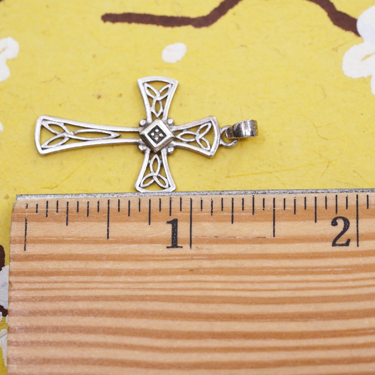 Vintage Sterling silver handmade pendant, 925 filigree cross