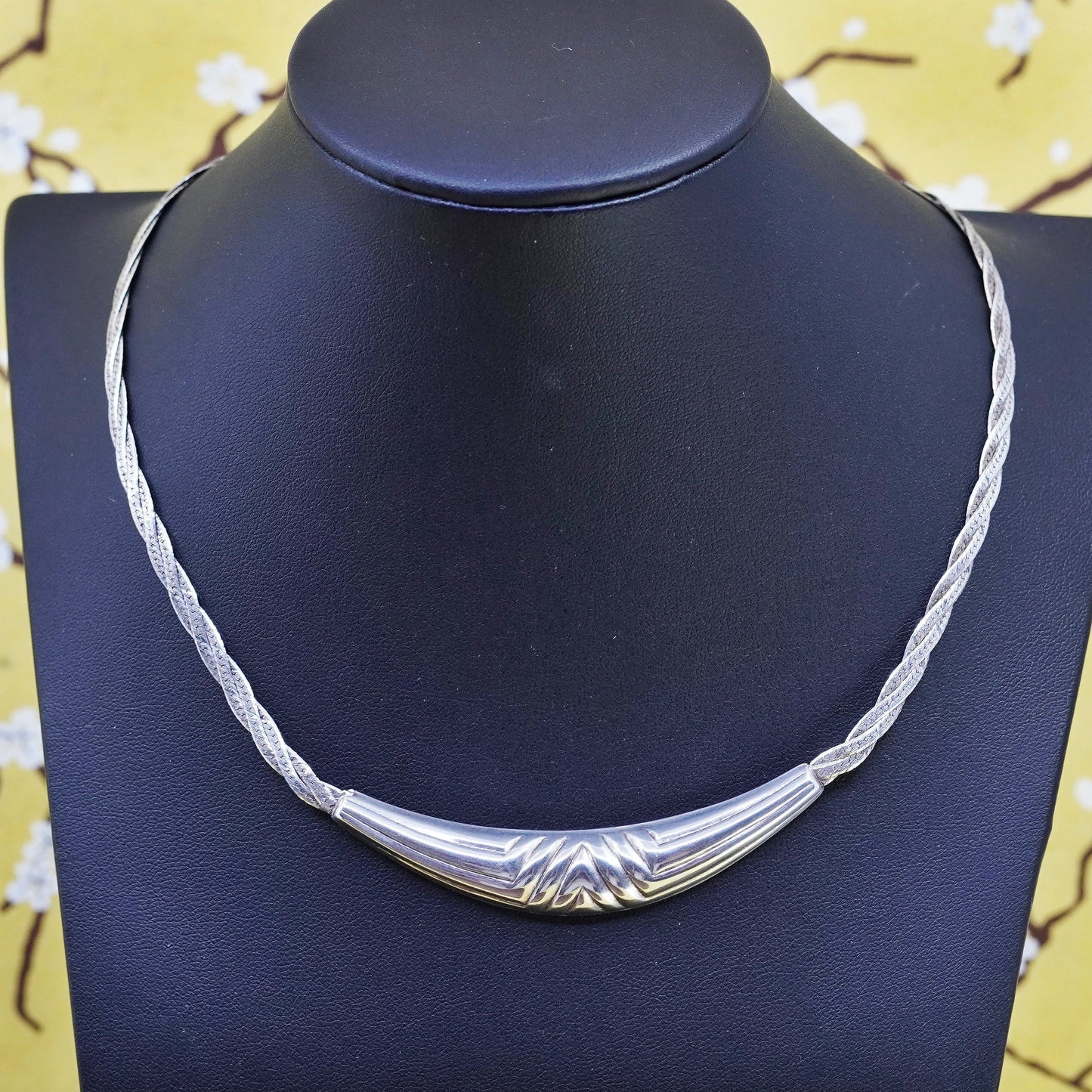 16”, Sterling 925 silver double strands braided herringbone chain necklace