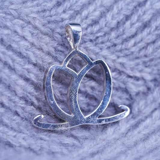 Vintage Senhoa jewelry Sterling silver handmade pendant, 925 lotus flower