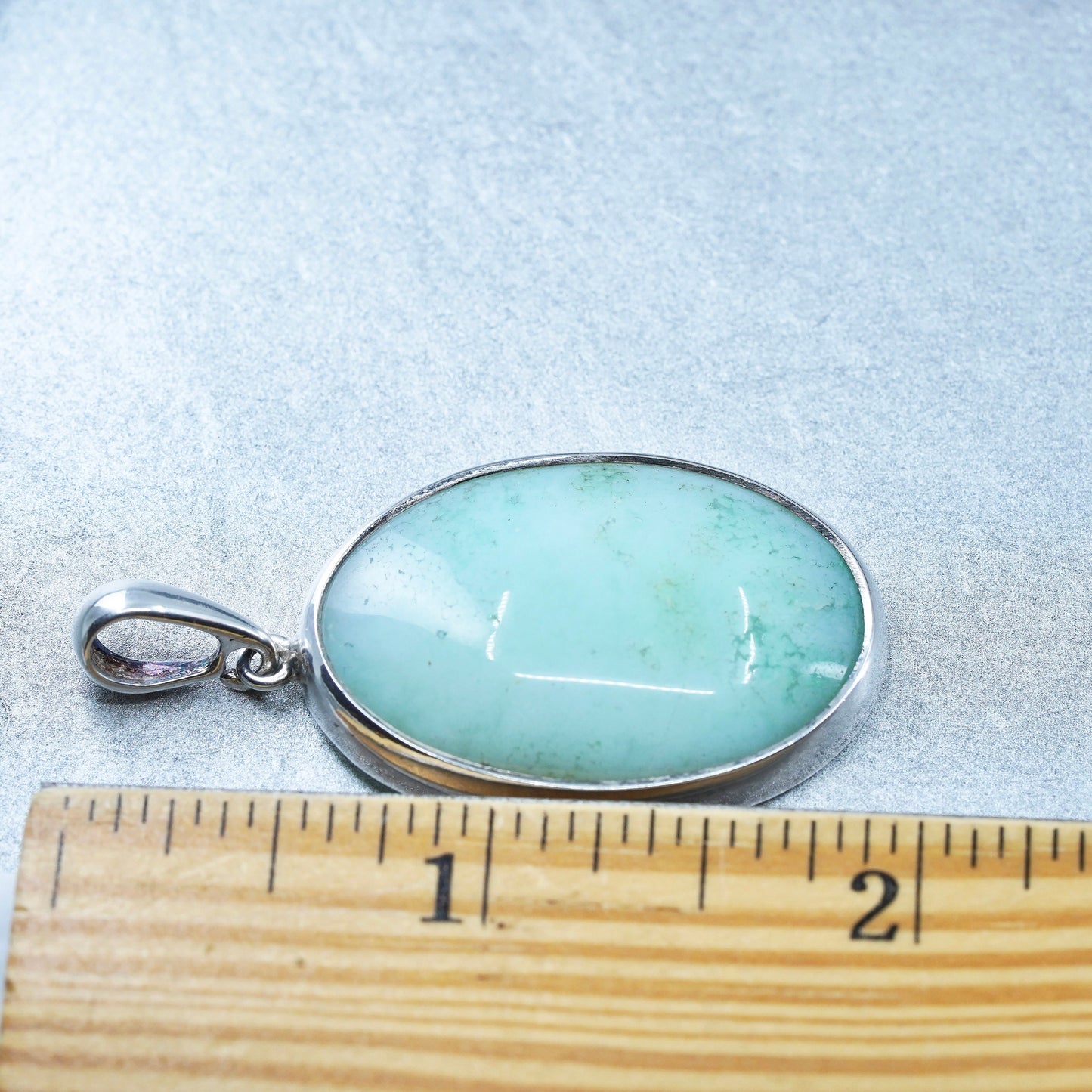 vintage sterling 925 silver handmade oval pendant with Larimar