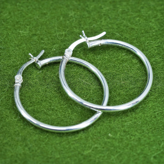 1”, Vintage Jordan sterling silver loop earrings, minimalist primitive hoops