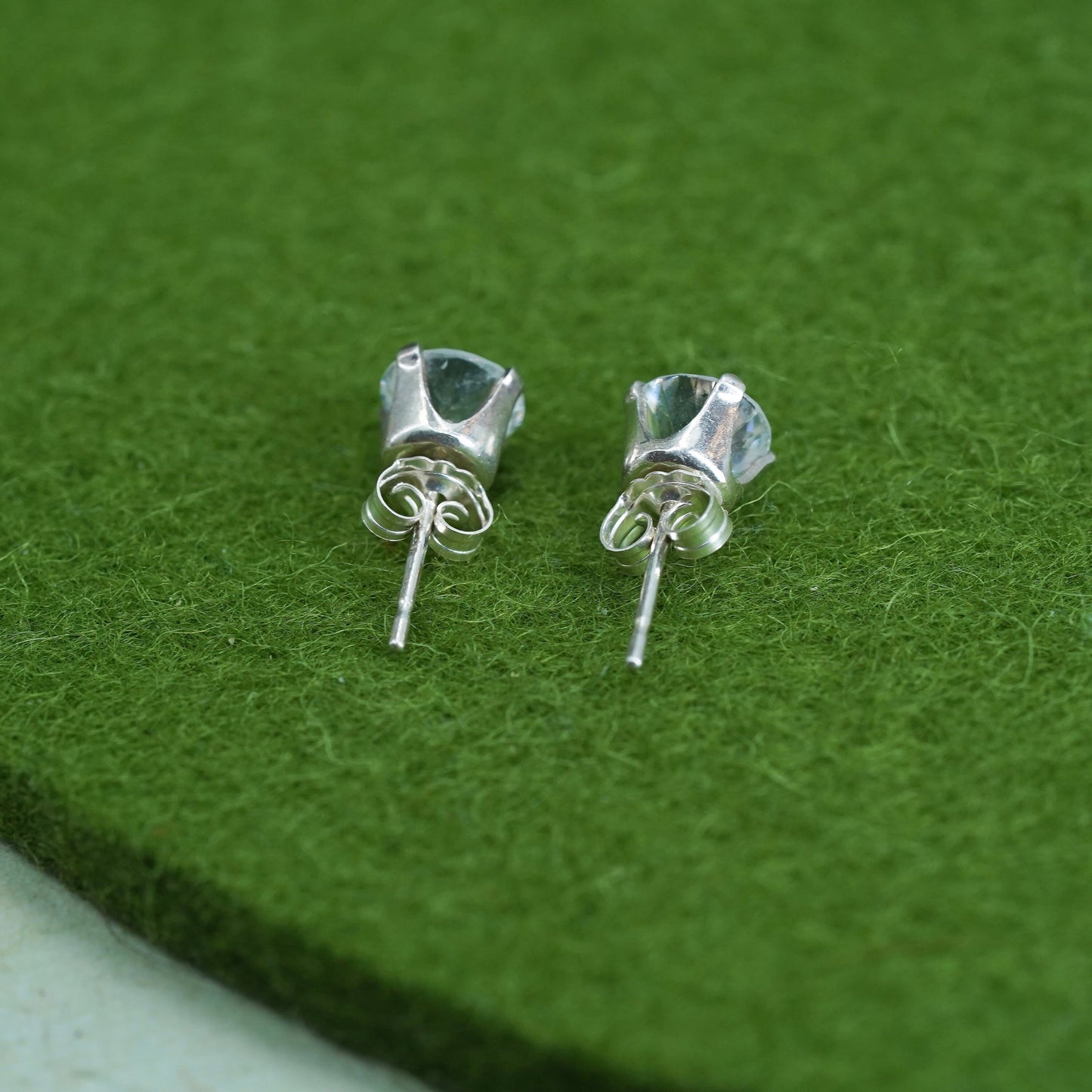 5mm, Vintage sterling silver genuine cz studs, fashion minimalist earrings