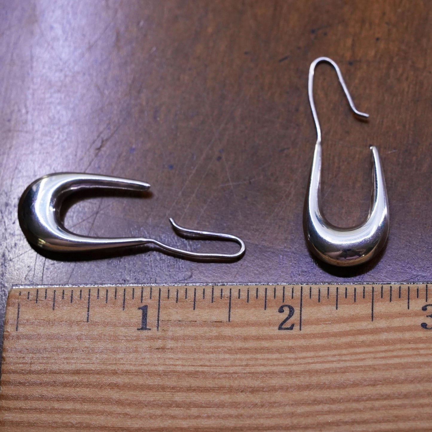 1.5" Vintage sterling silver bold earrings, fashion minimalist wide hoops