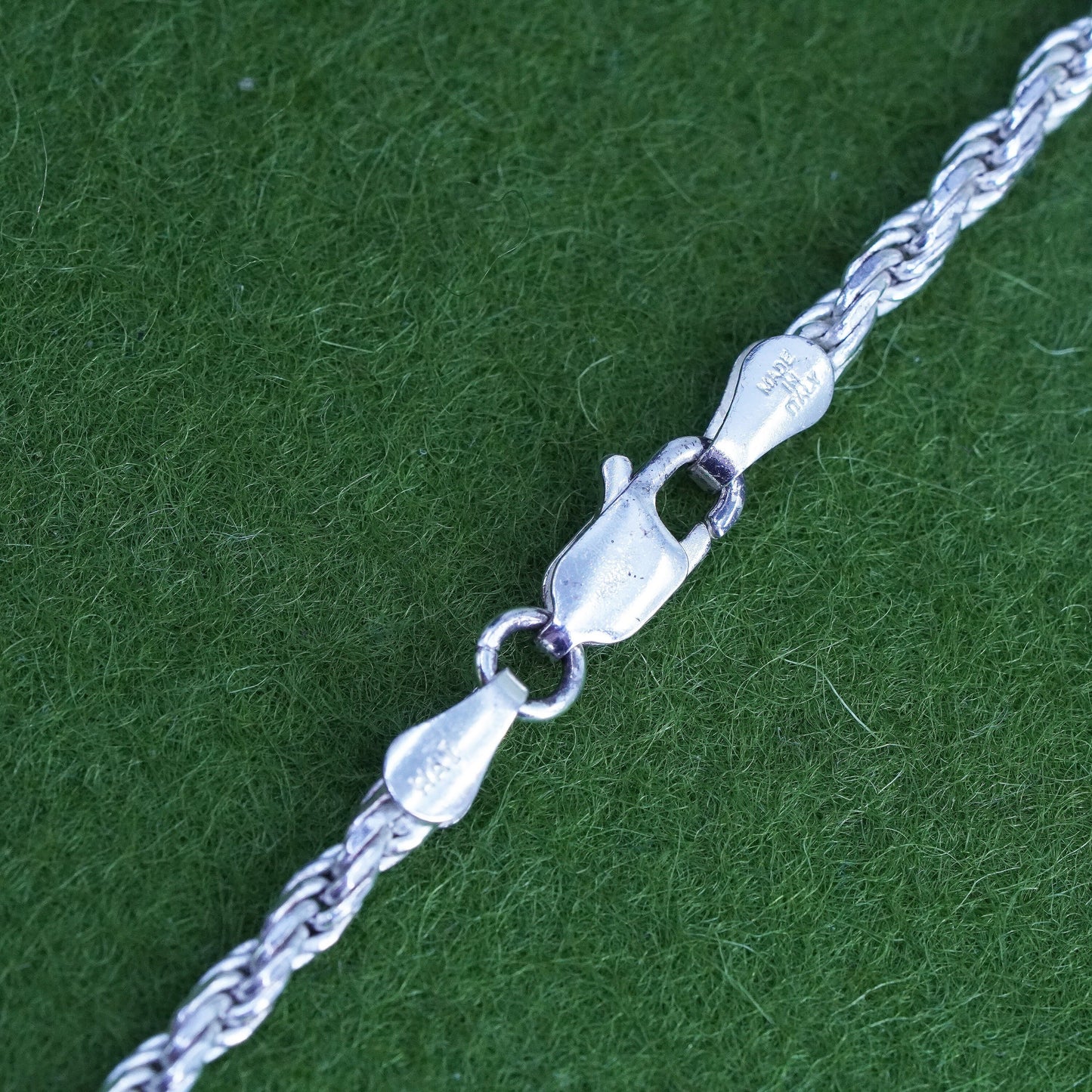 30”, 2mm, Vintage sterling silver Italy 925 diamond cut rope chain, necklace