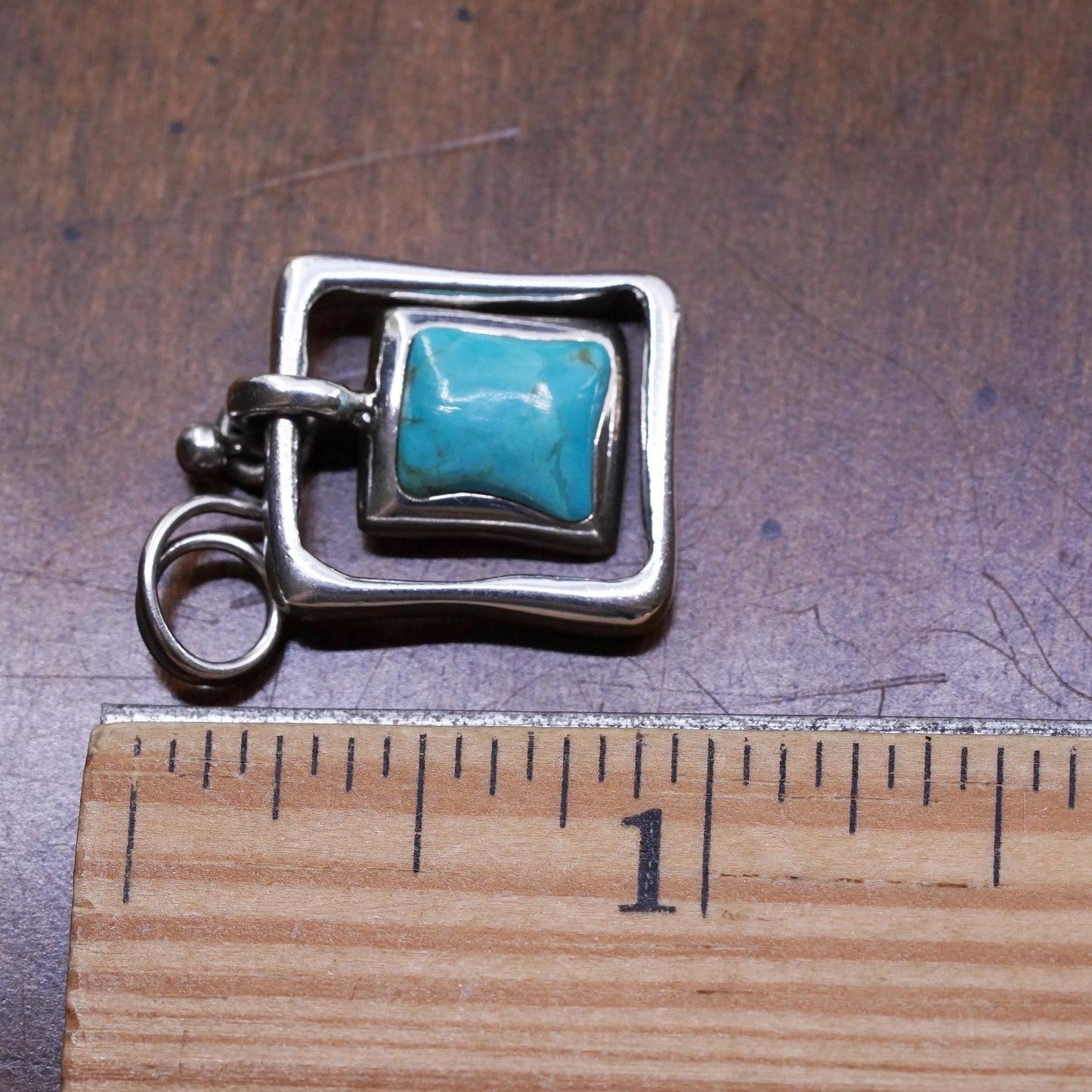 vintage Barse sterling 925 silver handmade square pendant with turquoise