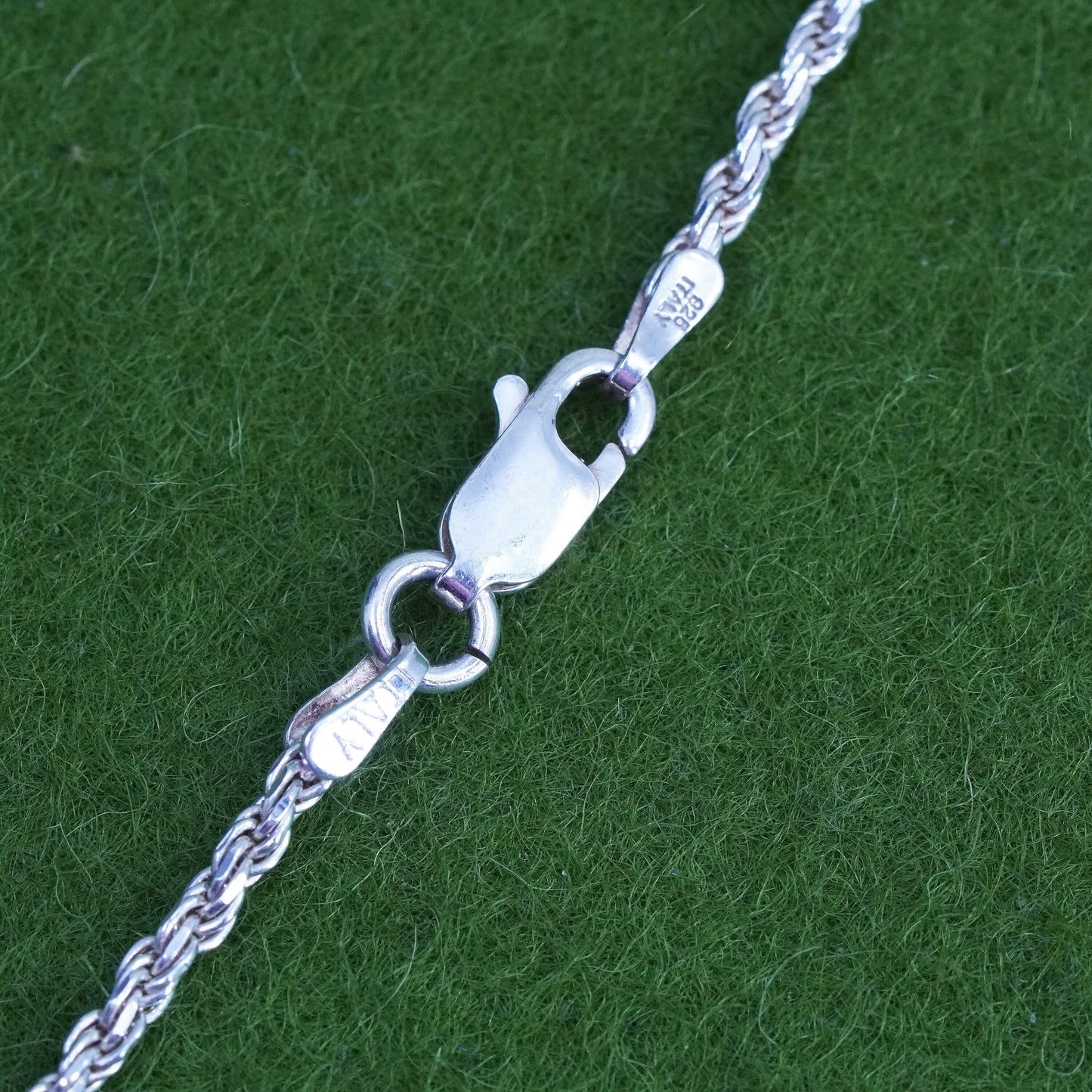 30”, 2mm, vintageSterling silver necklace, 925 diamond cut rope chain