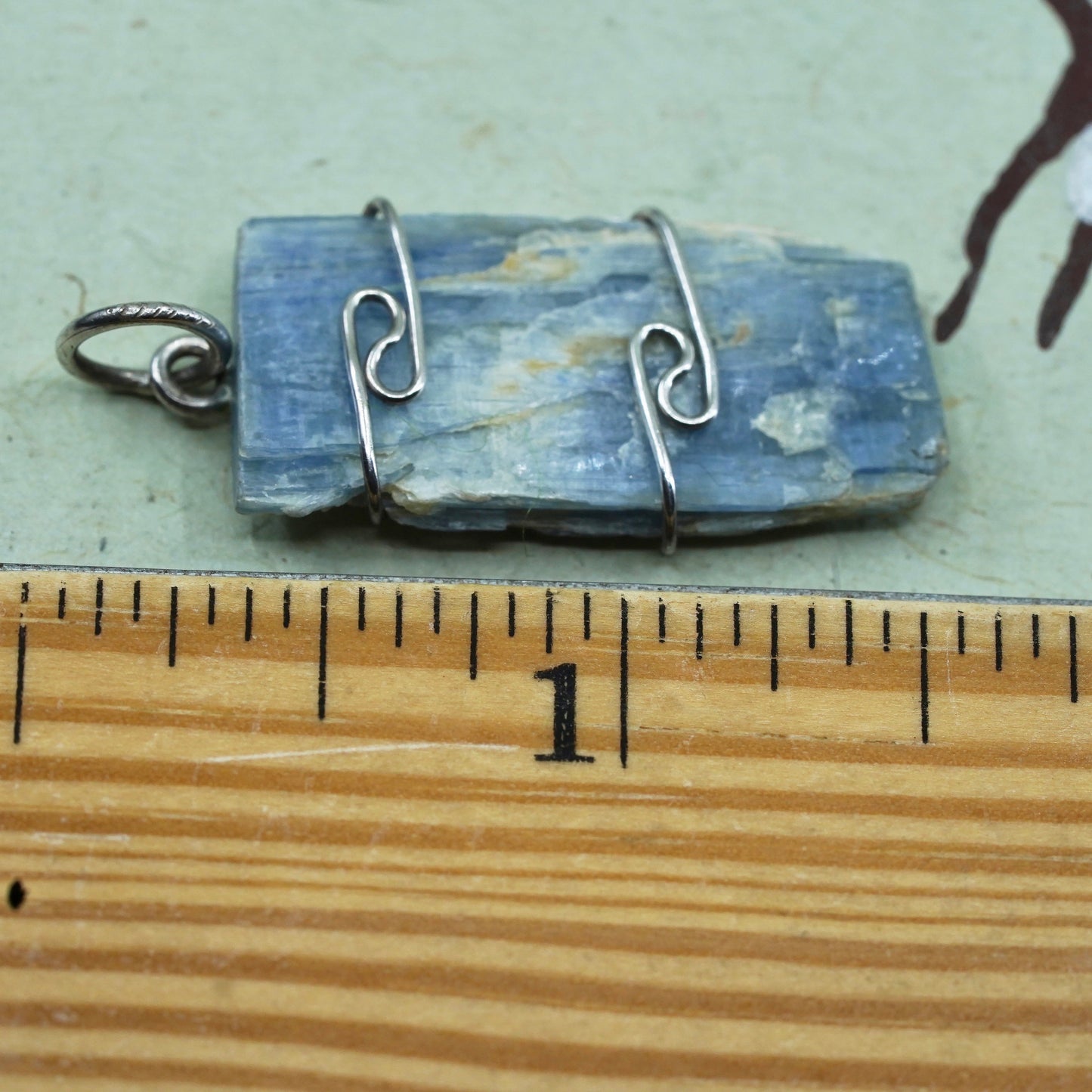 Vintage sterling silver handmade pendant, Big Roman glass charm