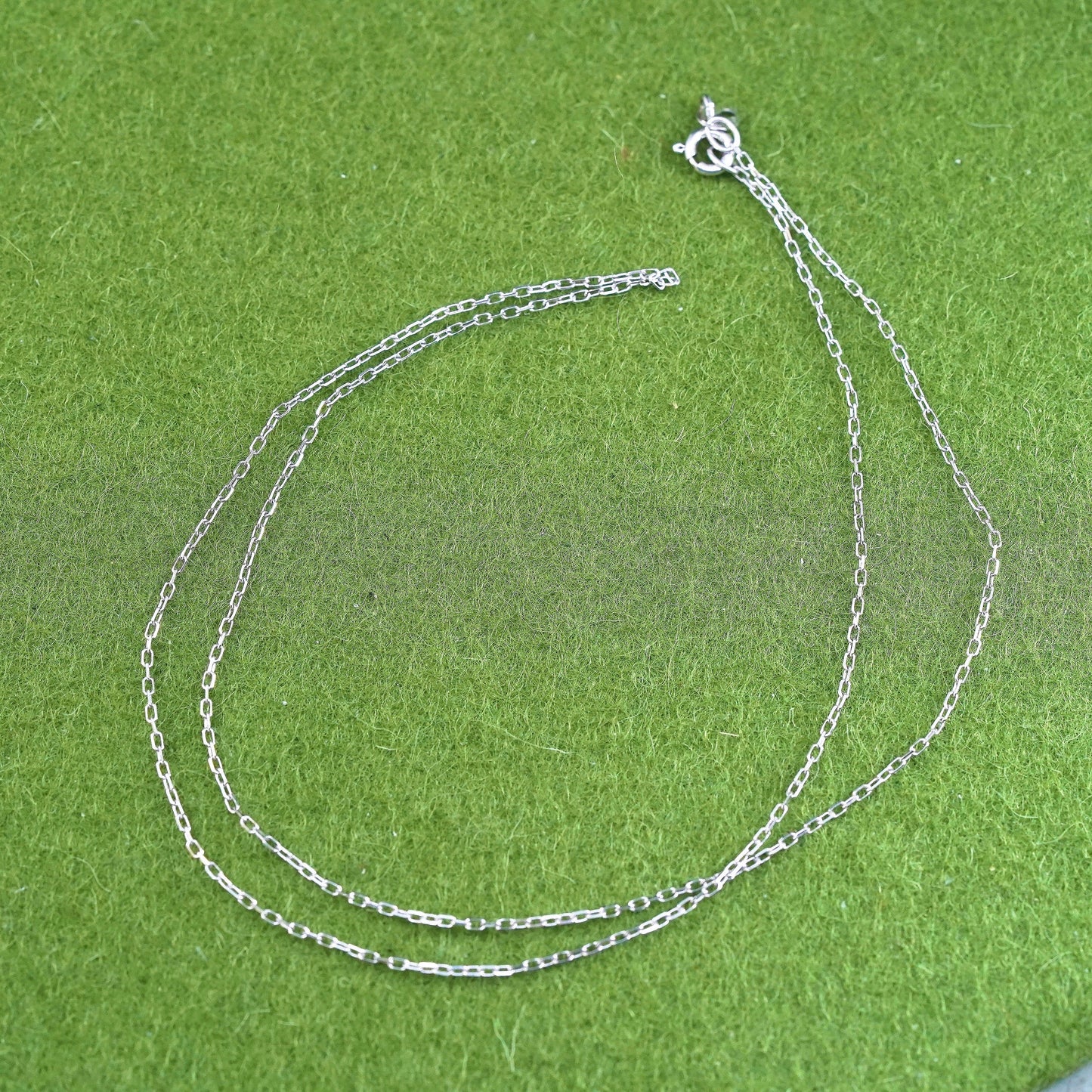 18” 1mm, vintage Sterling silver necklace, 925 elongated chain