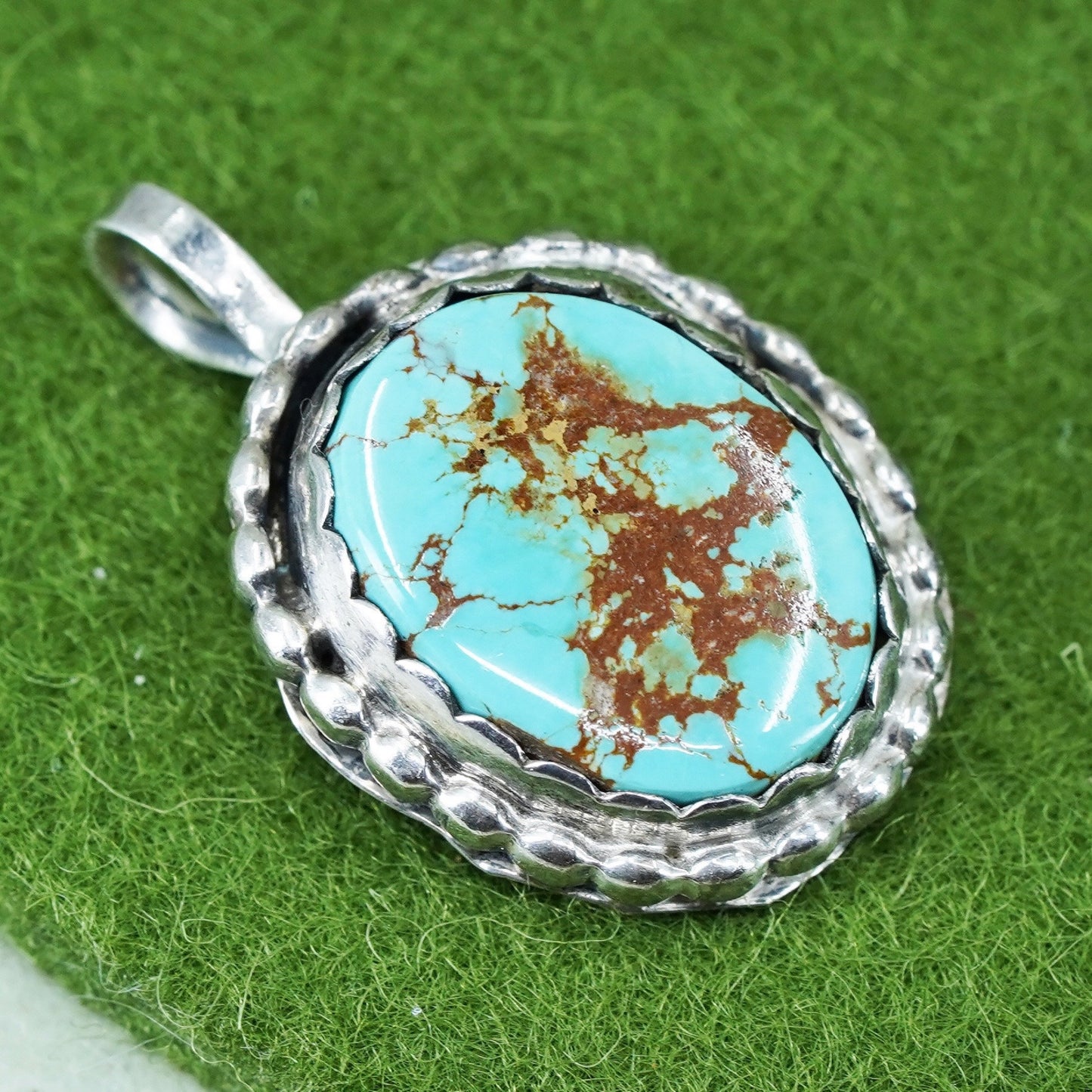 Native American Spencer sterling 925 silver pendant with turquoise