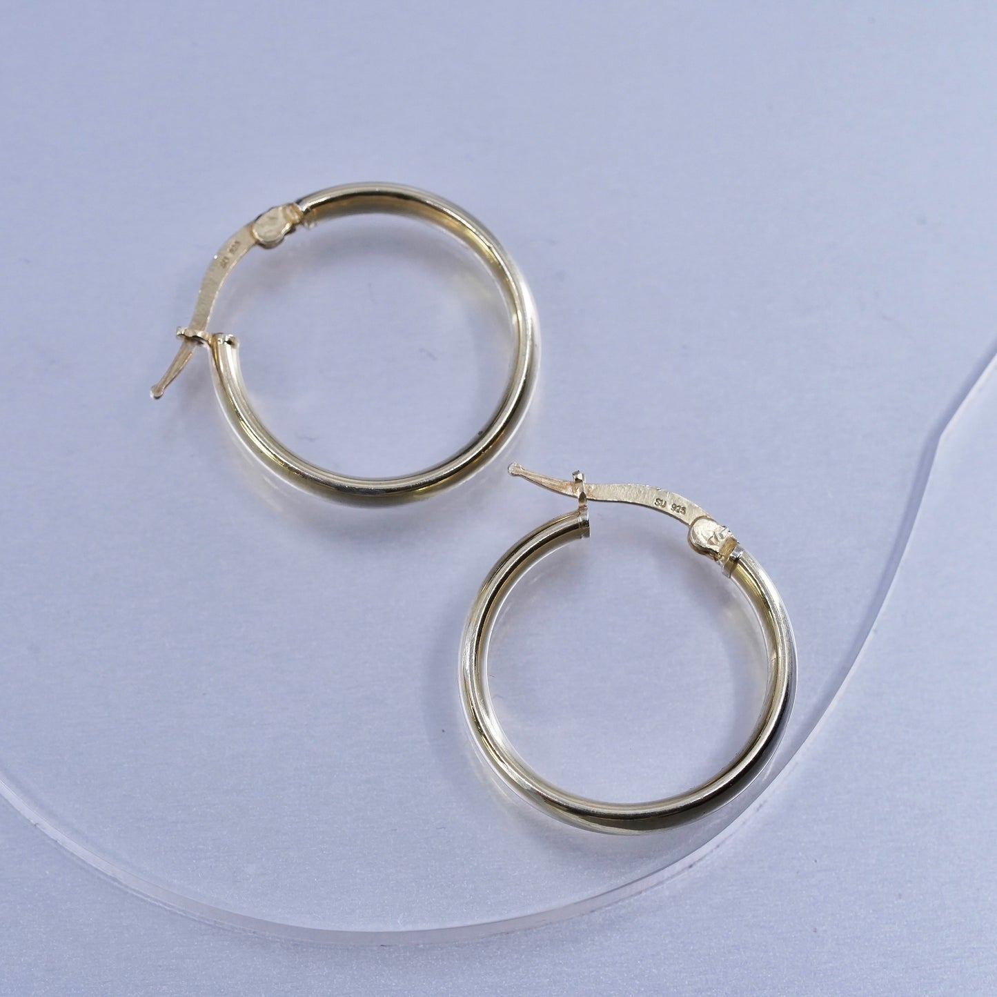 0.75”, vintage vermeil gold over Sterling silver earrings, bold 925 hoops