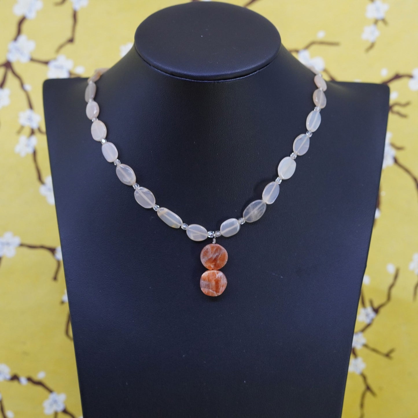 16”, sterling silver handmade necklace, pink quartz beads with 925 silver