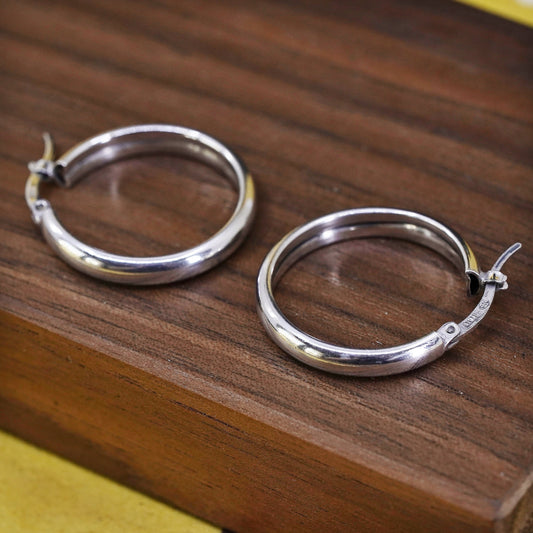 1”, Vintage Sterling silver handmade earrings, 925 hoops