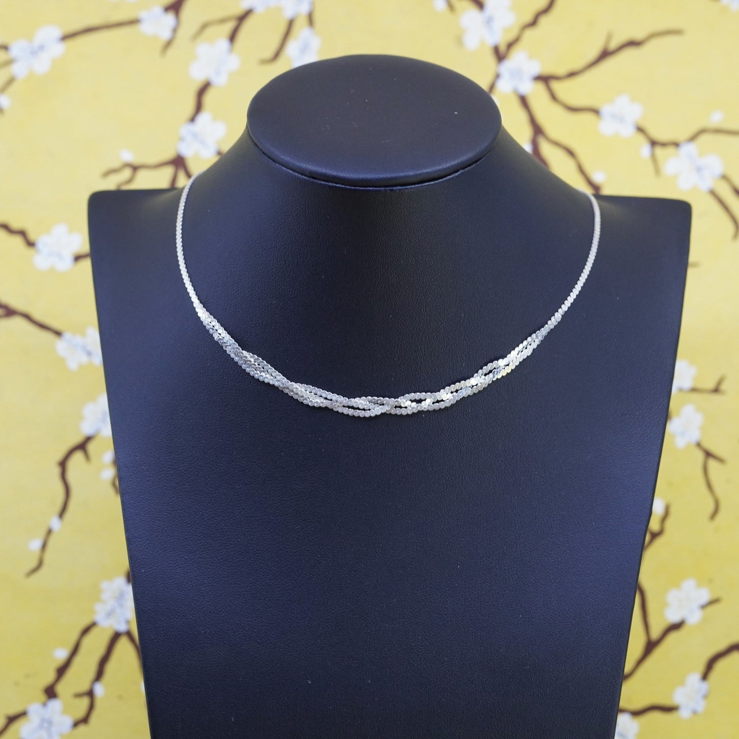 18”, vintage Sterling silver necklace, Italy 925 silver S-link woven chain