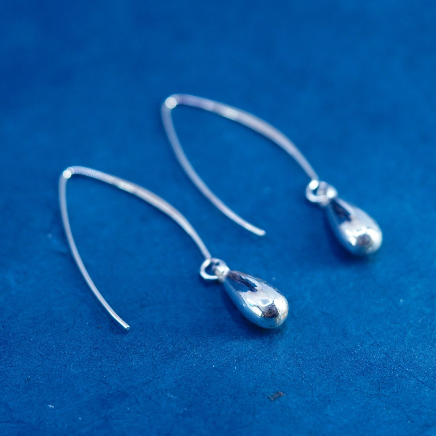 sterling silver handmade earrings, simple elegant 925 silver teardrop drops