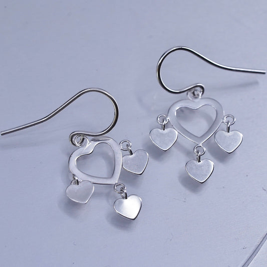 Vintage Sterling 925 silver handmade heart earrings