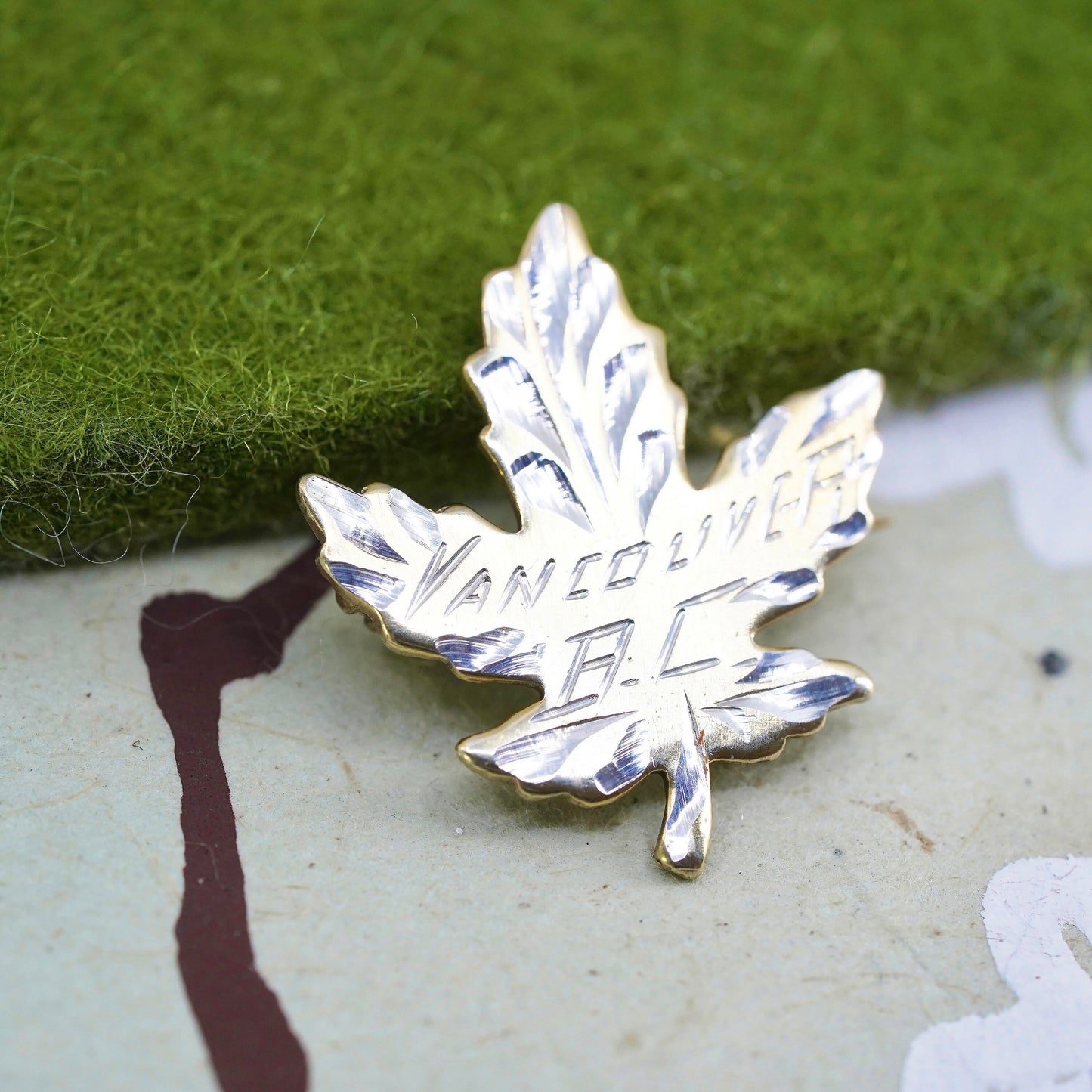 Vintage Sterling silver handmade brooch, 925 maple leaf pin