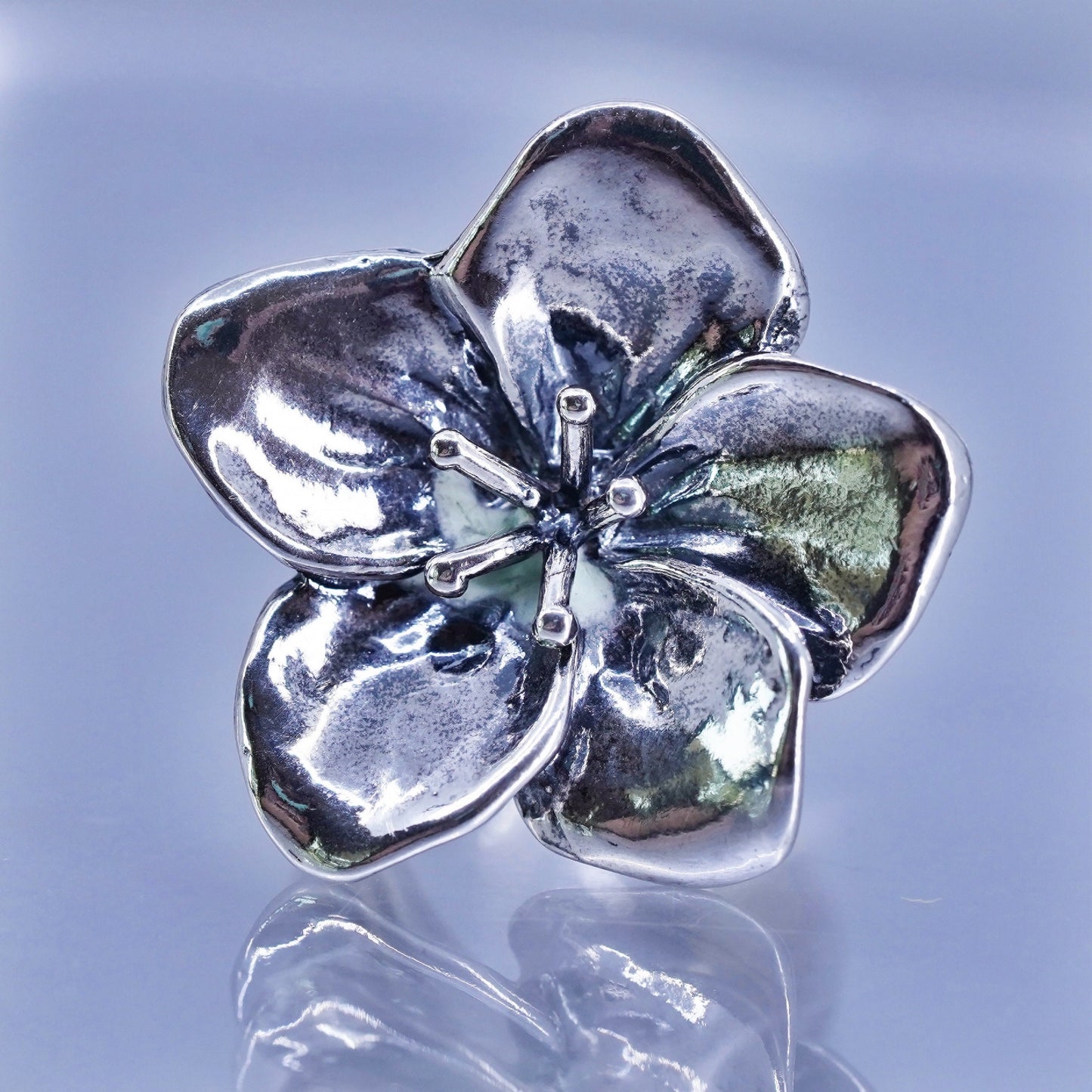 Size 7, Opulenza Jewelry sterling silver ring, handmade flower 925 band