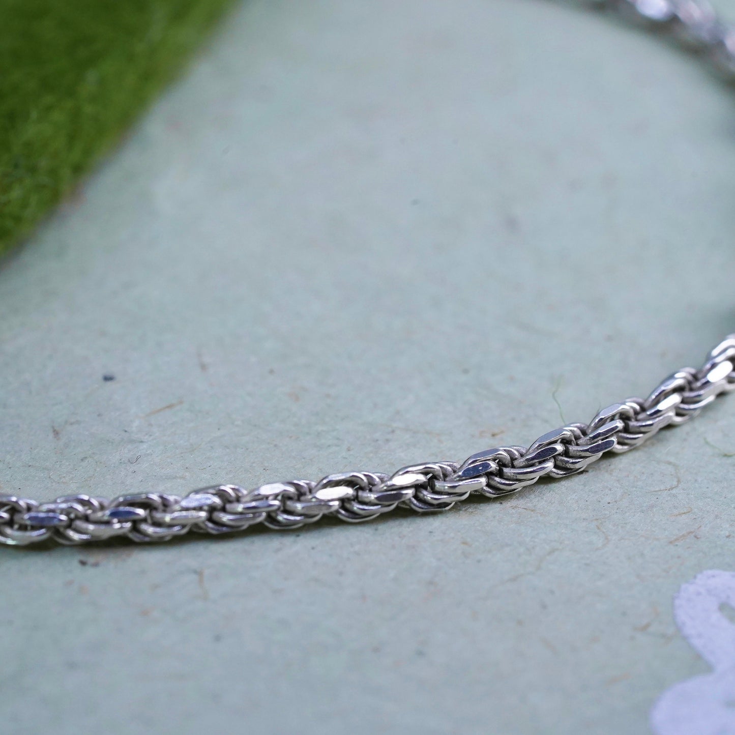 6.75”, 3mm, vintage Sterling silver rope chain, Italy 925 men’s bracelet