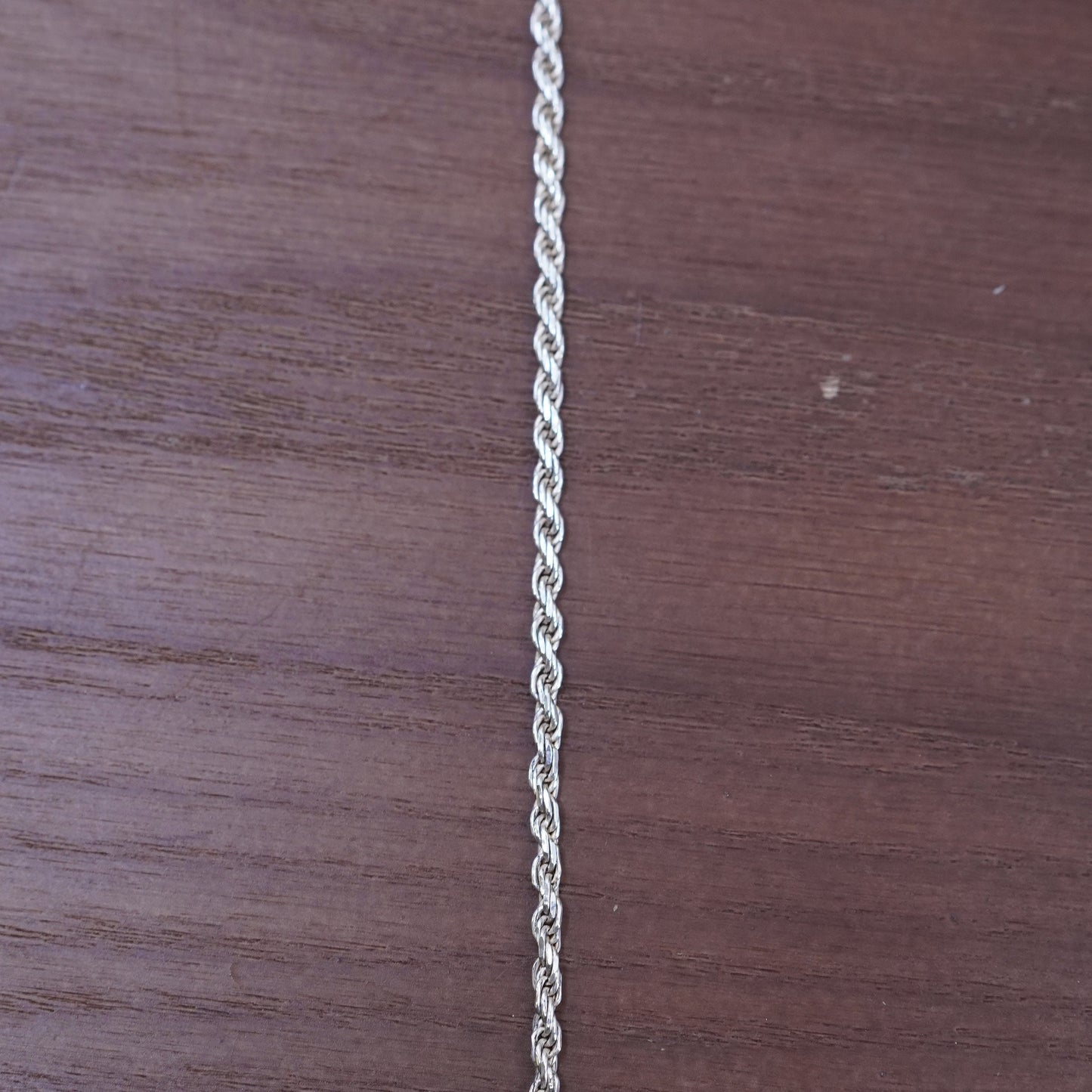 30”, 3mm, vintage Sterling silver necklace, Italy diamond 925 rope chain