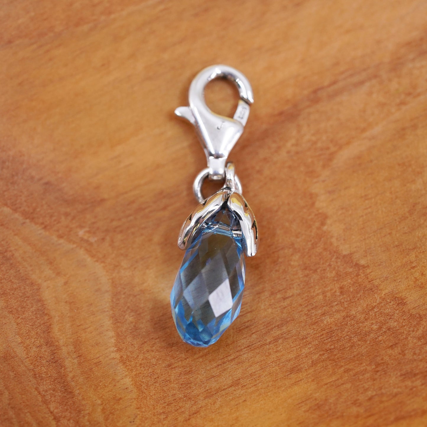 Vintage Sterling silver 925 pendant with teardrop blue topaz