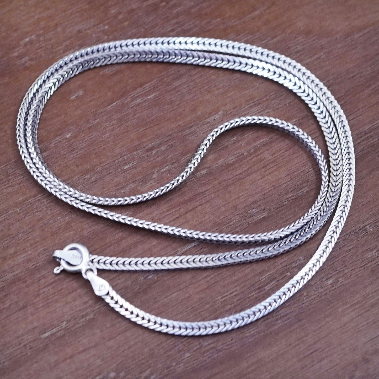 20”, 3mm, vintage Sterling silver handmade necklace, 925 wheat link chain