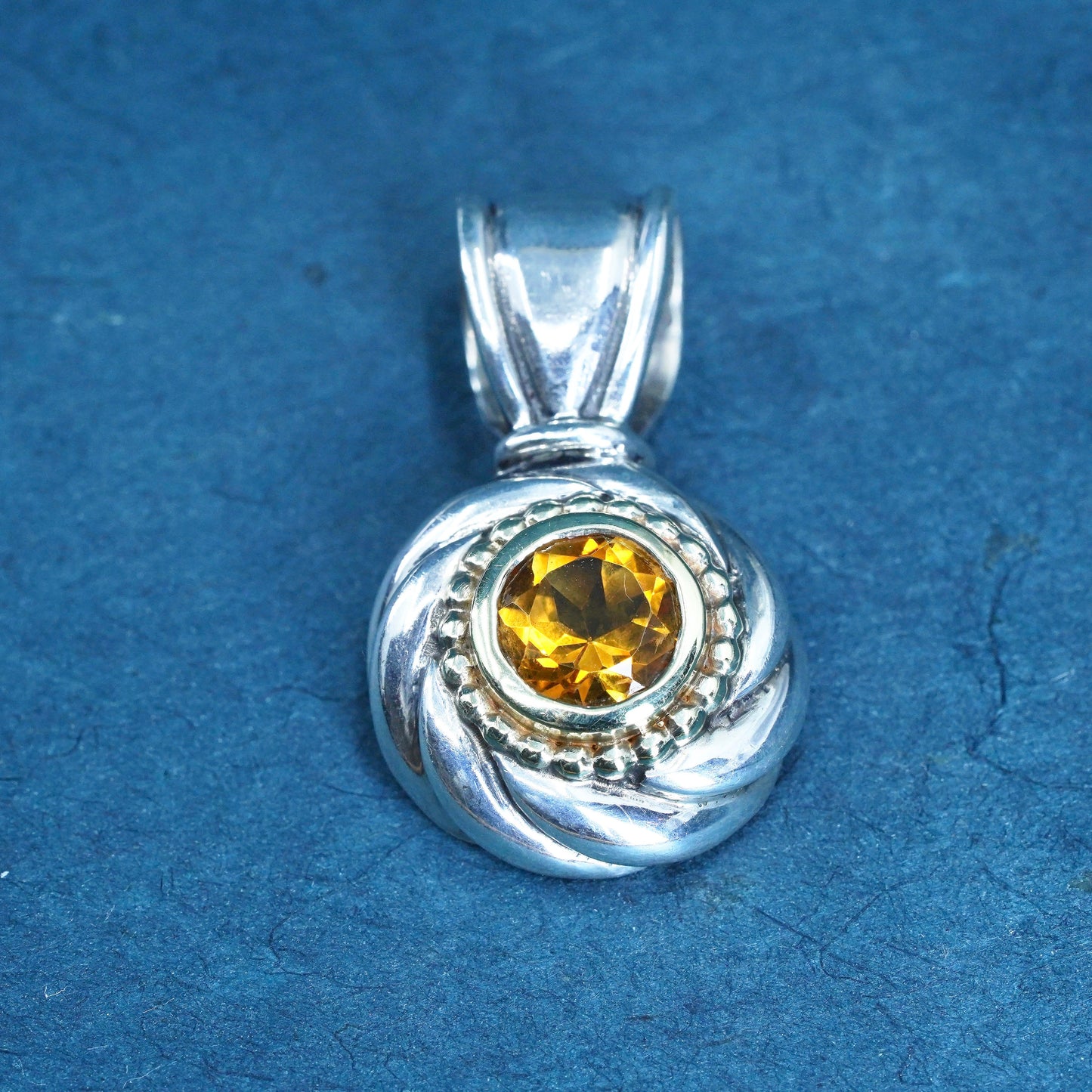 Designer Gabriel 14K yellow gold sterling silver 925 handmade pendant citrine