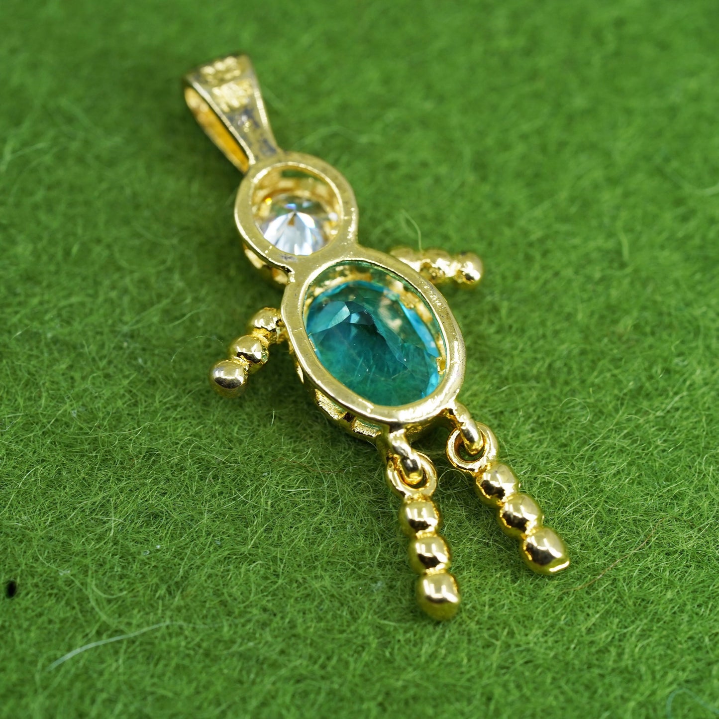 vermeil gold over sterling 925 silver birthstone pendant boy figure charm topaz