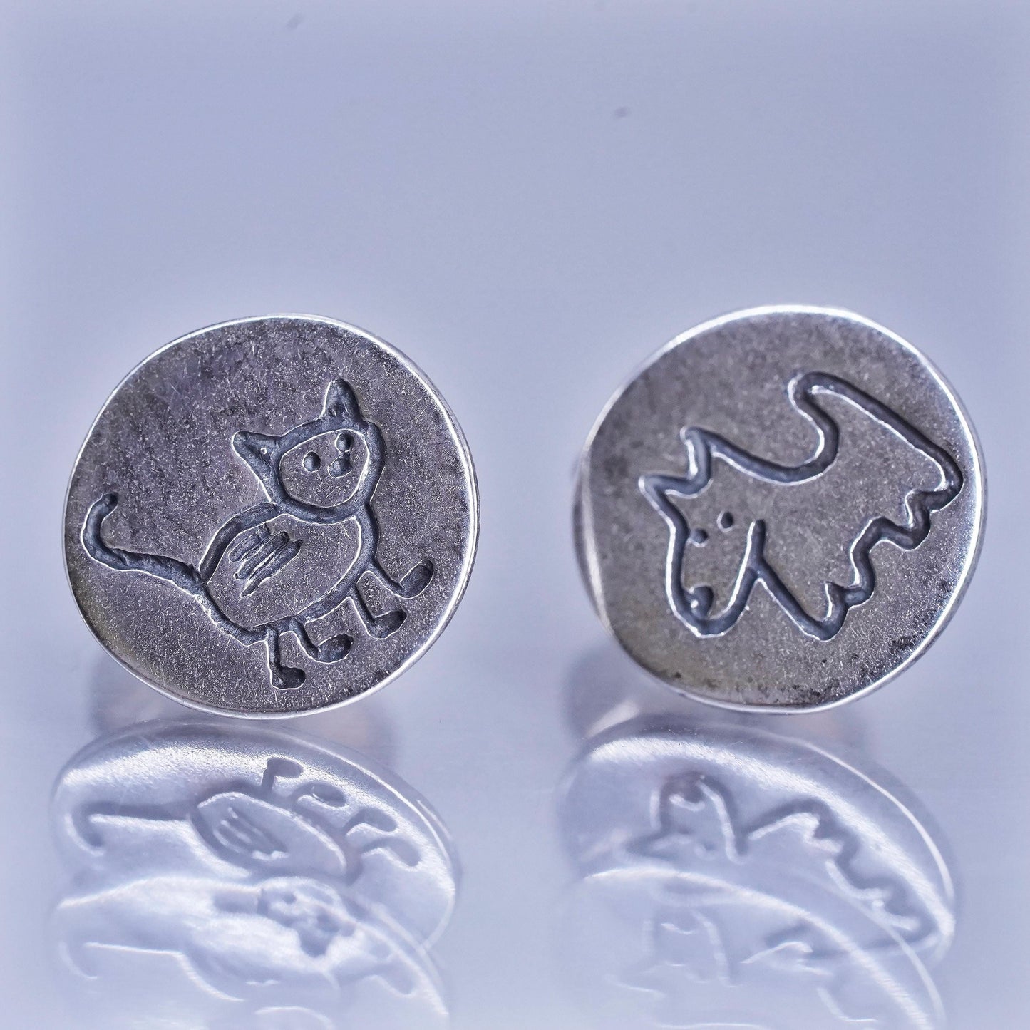 Silpada Sterling 925 silver handmade earrings, Dog And Cat Post Studs P1986