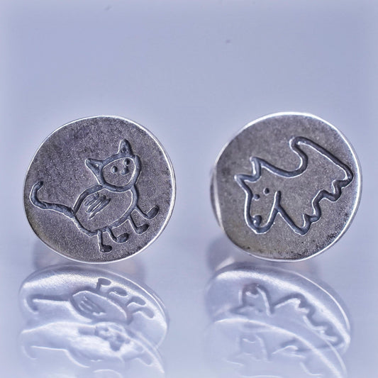 Silpada Sterling 925 silver handmade earrings, Dog And Cat Post Studs P1986