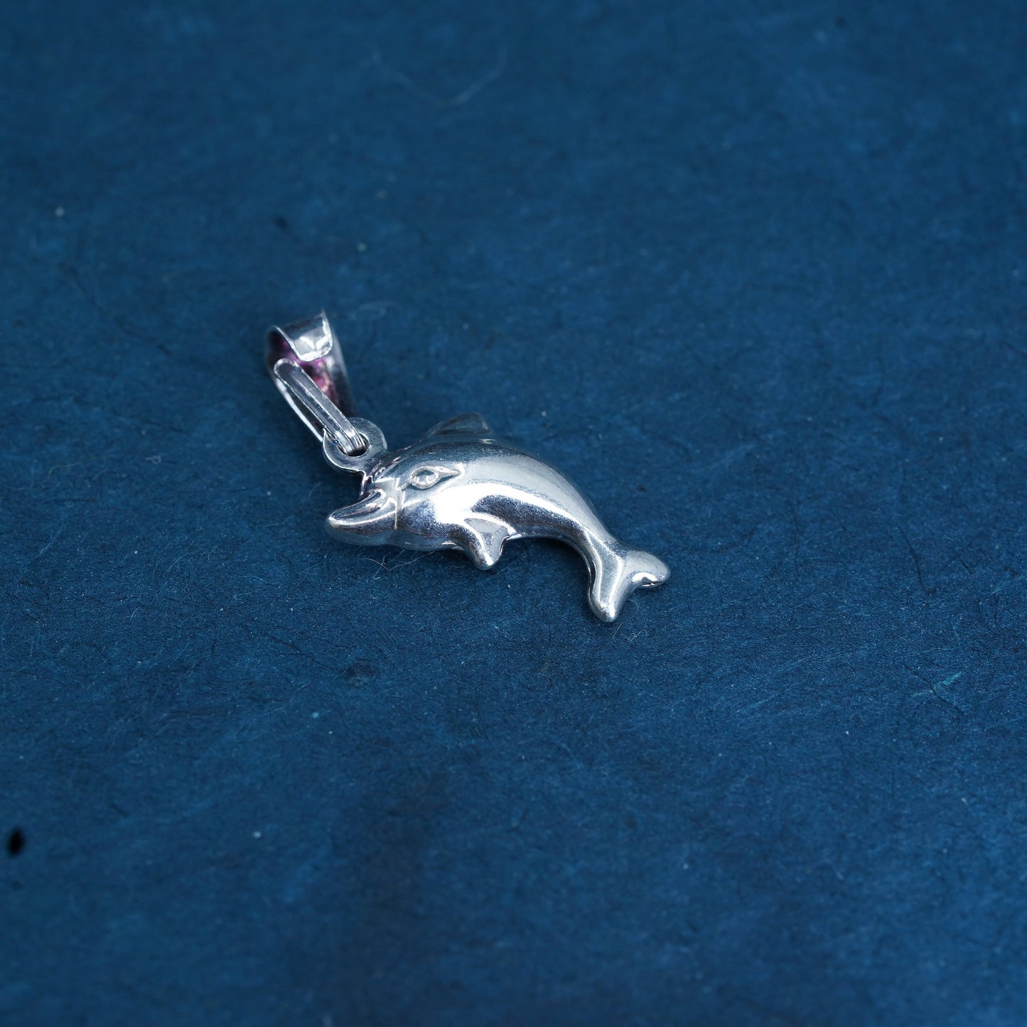 Vintage Sterling silver handmade dolphin pendant, 925 charm