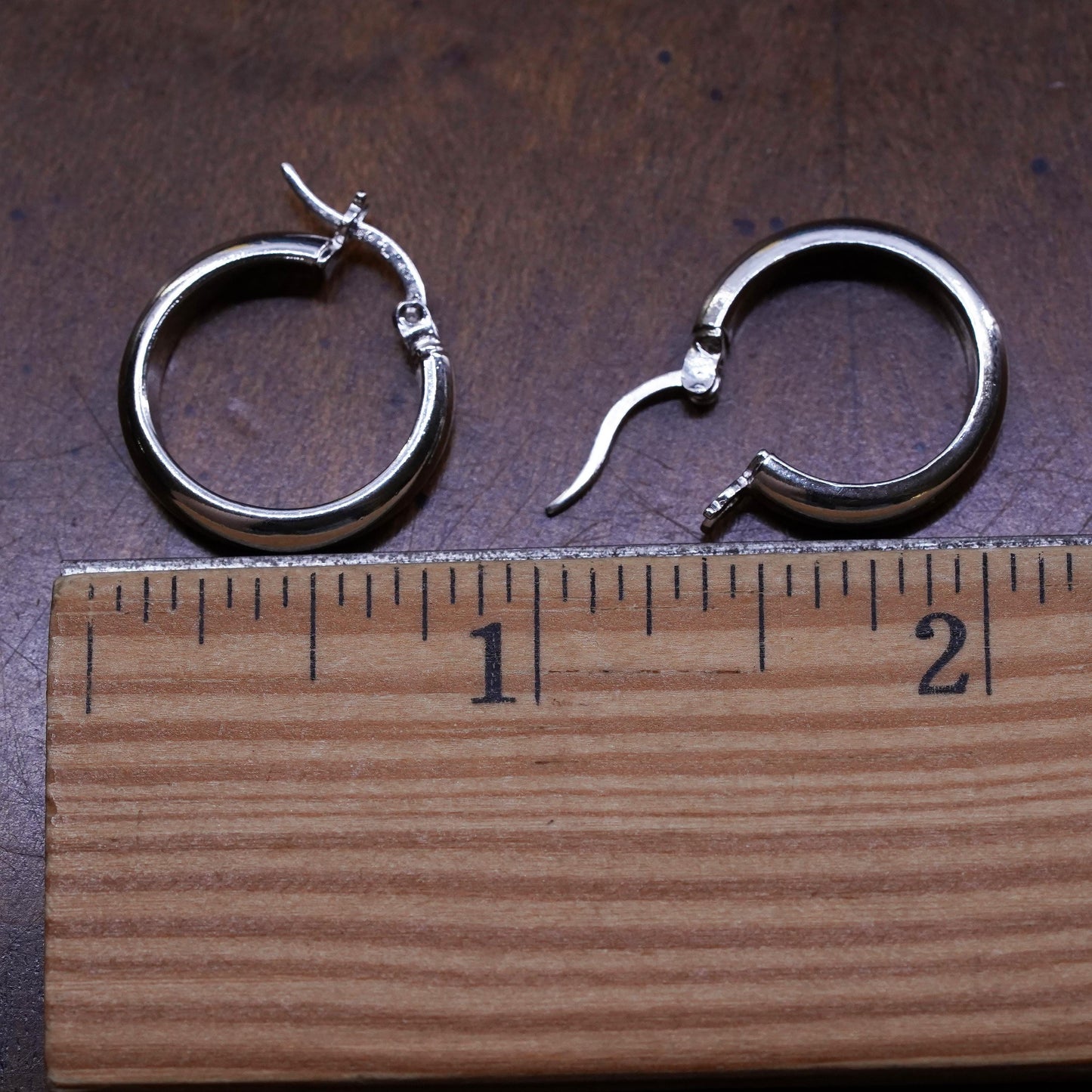 0.5”, vintage Sterling silver handmade hoop earrings, 925 huggie